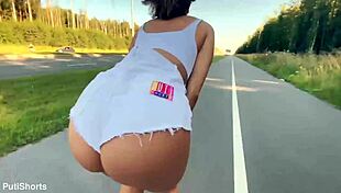 Latina Babe in Tight Shorts Fucked Hard Outdoors