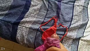 He cums in his sister-in-law's panties during their secret encounter.