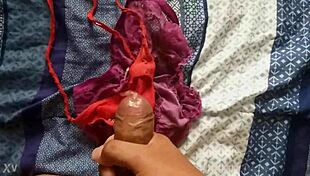 He cums in his sister-in-law's panties during their secret encounter.