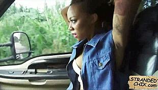 Man, I’m shook, fuckin’ this ebony teen Diamond Monroe for cash outdoors!