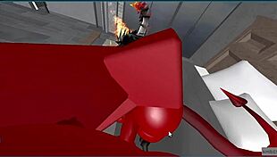 demon roughly fucks hot rich femboy in missionary, deepthroat creampie