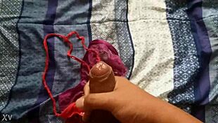 He cums in his sister-in-law's panties during their secret encounter.