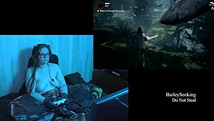 Naked brunette with big natural tits relaxes in playthrough