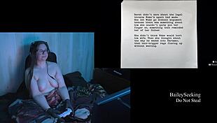 Naked brunette with big natural tits relaxes in playthrough