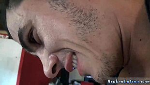 Watch this Latin muscled guy give a long blowjob in his gay first time while the camera guy leaves