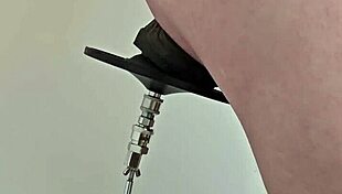 monster black dildo fucks ass from the side on machine