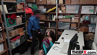 Teen Thief Learns About Big Cock In Garage Blowjob