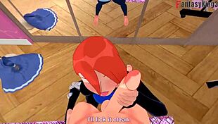 Gwen Tennyson enjoys intimate moments in front of the mirror with full POV in Ben 10 fantasy.