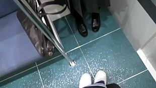 Japanese couple tries secret handjob on rural train