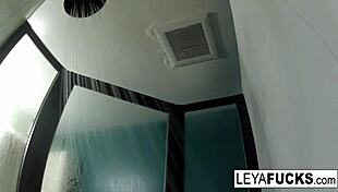 hot big titty blonde masturbates in shower