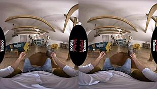 Virtual taboo brunette splits on cock in pov blowjob