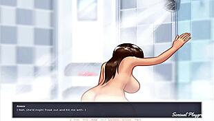 In Summertime Saga, Stepsister Gives Intense Deepthroat Blowjob In Shower