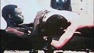 vintage interracial threesome unveils a hairy retro fantasy