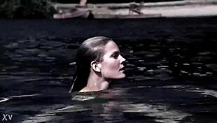 supernatural sexy bikini girl swimming in the pool