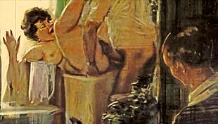 Vintage erotic illustration from antique anime collection.