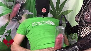 uhh, 420 goth milf handjob in black latex gloves... penis pump view, so wild