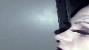 Lyrik Allure gives blowjob at gloryhole and gets facial.