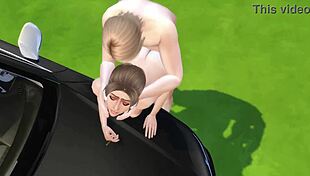 3d young 18+ in car with alien