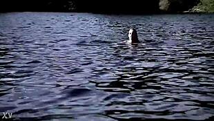 supernatural sexy bikini girl swimming in the pool