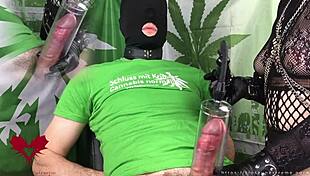 uhh, 420 goth milf handjob in black latex gloves... penis pump view, so wild