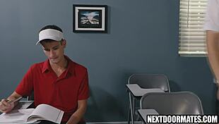 cute gay boys play tennis, then fuck