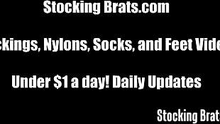 Becky And Chelsea Worship Feet In Stockings