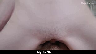 Stepsis strip teases her stepbrother, leading to doggystyle blowjob and cumshot in taboo roleplay.