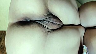 Dominant Japanese queen in Christmas outfit worships her tall bride's huge ass