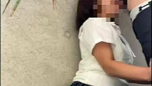 Asian Amateur Girl Hides to Blow Boyfriend Outdoors Then Gets Fucked Hard