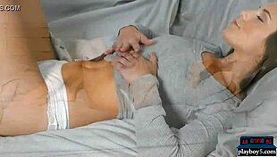 shy yet bold natural brunette models teasing with striptease