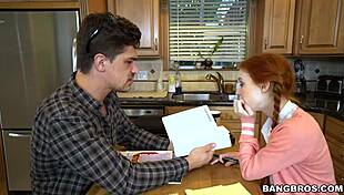 Redhead teen craves math tutor's cock for blowjob!