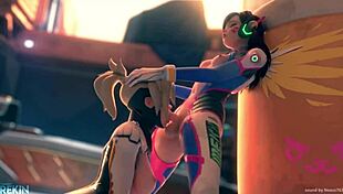 mercy gives dva a deepthroat blowjob! horny as hell