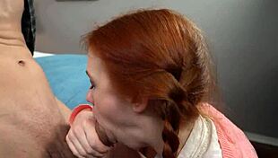 Redhead teen craves math tutor's cock for blowjob!