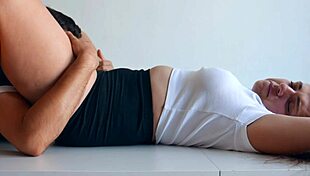 Instead of lunch, I fed him my squirting Russian pussy for dessert