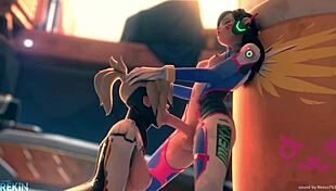 mercy gives dva a deepthroat blowjob! horny as hell