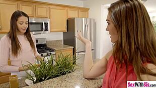 pissed stepsis sucks friend's hard dick after teasing