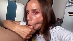 My selfie vlog ep 1: I came to give him a sloppy blowjob while he works 😘