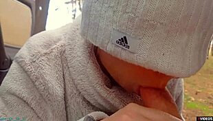 milf whore blowjob on highway ends with cum on face