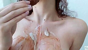 Messy ice cream sucking with Melina Bloom 😋