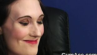 horny doll swallows cumshot