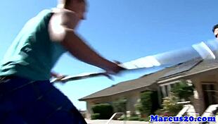 Gay Bottom Jock Assfucked Outdoors By Muscular Bodybuilder!