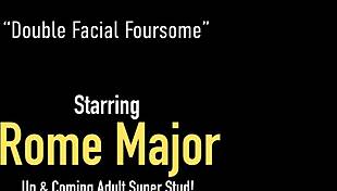 Nick Danger stars in a group bisexual scene with cum and facials.