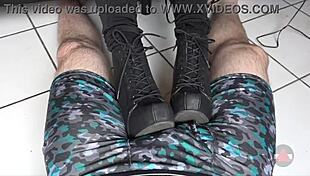 Resting her boots on my cock and balls, asian milf?