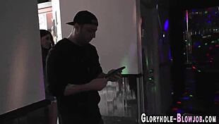 Teen 18+ Gets Creampied at Gloryhole with Monster Cock
