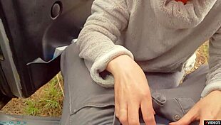 milf whore blowjob on highway ends with cum on face