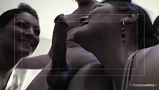 Watch These Three Guys Bang Two Brunette Sluts On The Couch!