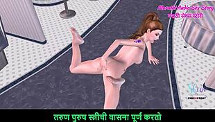 A beautiful teen girl laying on the floor fingering her ass and sitting fingering her pussy in animated 3d cartoon porn.