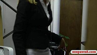 Blonde milf gets drilled in storage room, oh dang