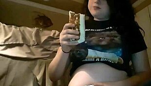 Burrito Belly Stuffing with Brunette