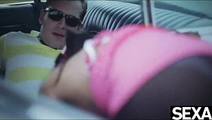 stunning lesbians eat pussy on retro road trip